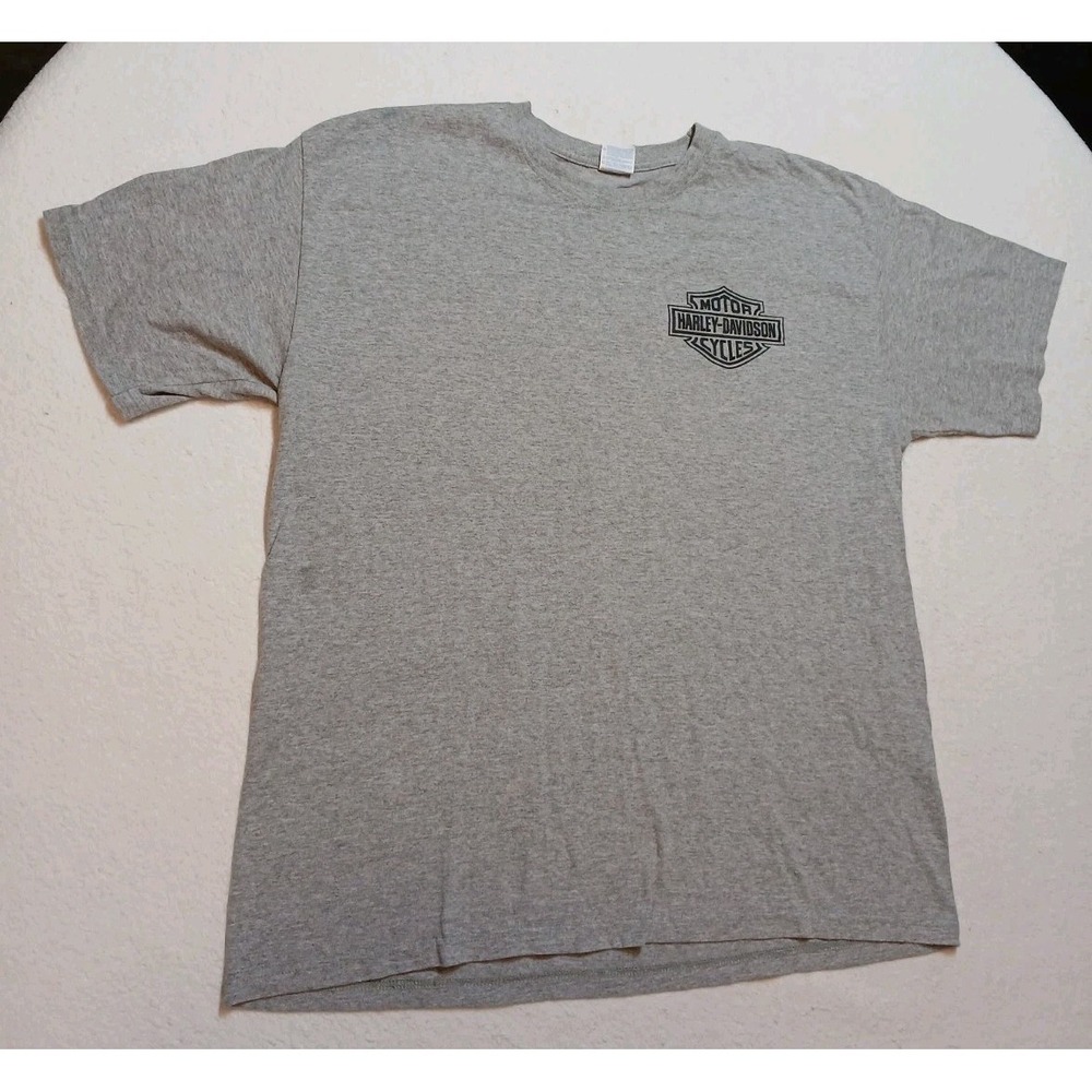 Vtg Y2K Harley Davidson Los Algodones Baja Mexico T Shirt Grey Yazbek XL Heavy